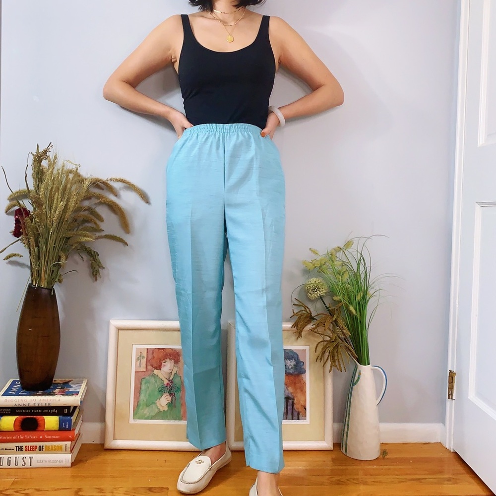 Vintage Blue Trousers w/ Elastic Waistband Small